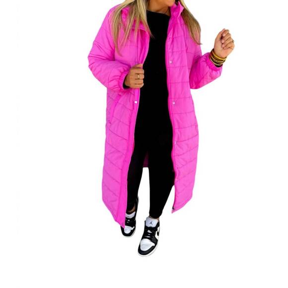 NEW BLAKELEY cozy up long puffer jacket in pink - Picture 1 of 3